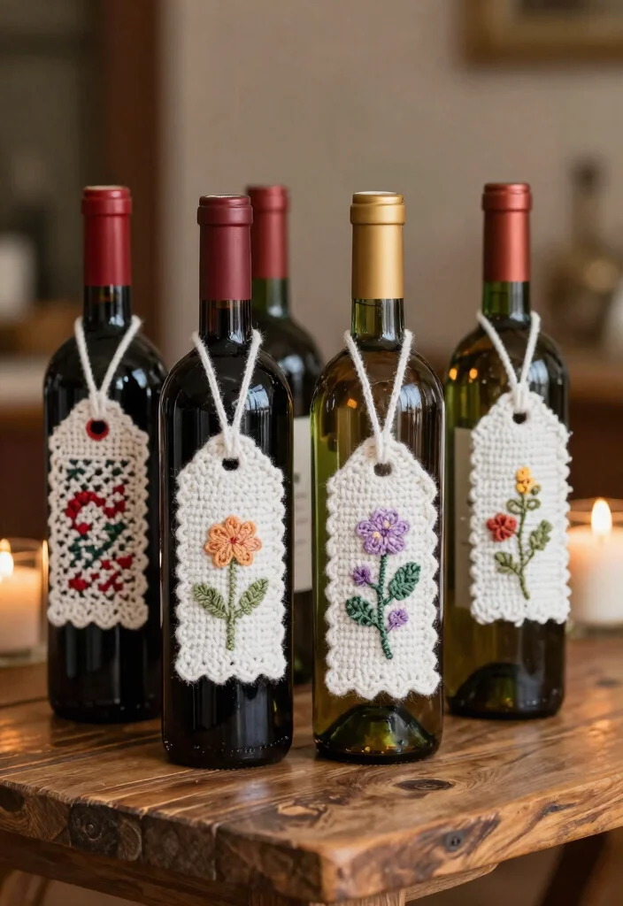 14 Crochet Wedding Favors Ideas With Handmade Beauty 62 14 Crochet Wedding Favors Ideas With Handmade Beauty - 12. Crochet Wine Bottle Tags 1