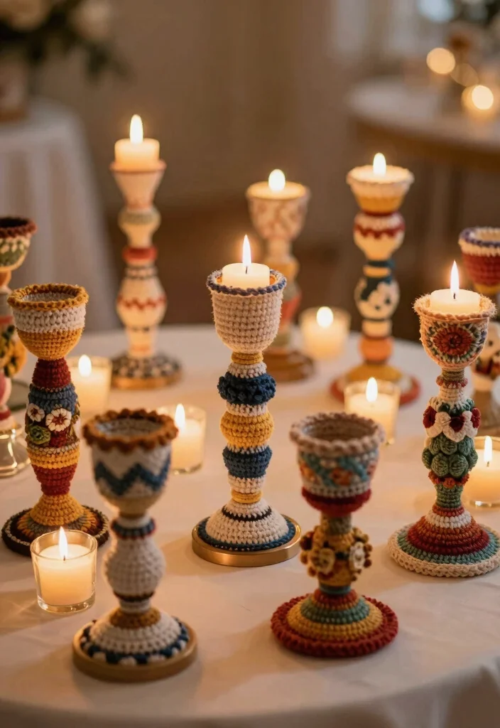 14 Crochet Wedding Favors Ideas With Handmade Beauty 64 14 Crochet Wedding Favors Ideas With Handmade Beauty - 14. Crochet Candlestick Holders 1