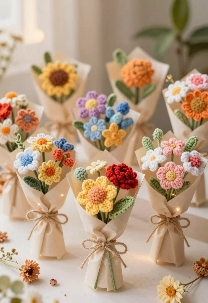 14 Crochet Wedding Favors Ideas With Handmade Beauty 12 14 Crochet Wedding Favors Ideas With Handmade Beauty - 2. Mini Crochet Flower Bouquets 1
