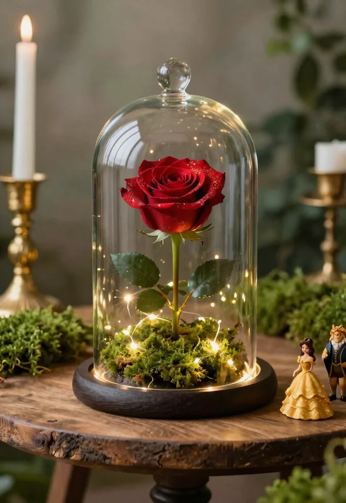 14 Disney Wedding Centerpieces Ideas With Fairytale Magic 1 14 Disney Wedding Centerpieces Ideas With Fairytale Magic - 1. Enchanted Rose Centerpiece 1