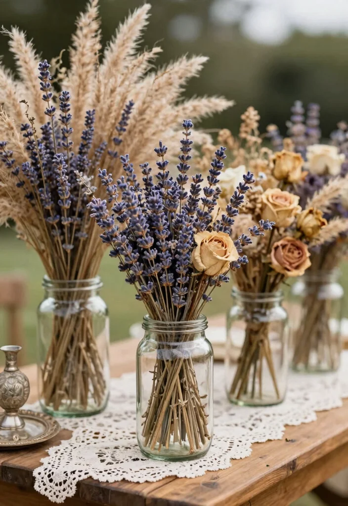 14 Flowers for Wedding Decoration Ideas That Transform Any Venue 4 14 Flowers for Wedding Decoration Ideas That Transform Any Venue - 4. Dried Flower Arrangements 1