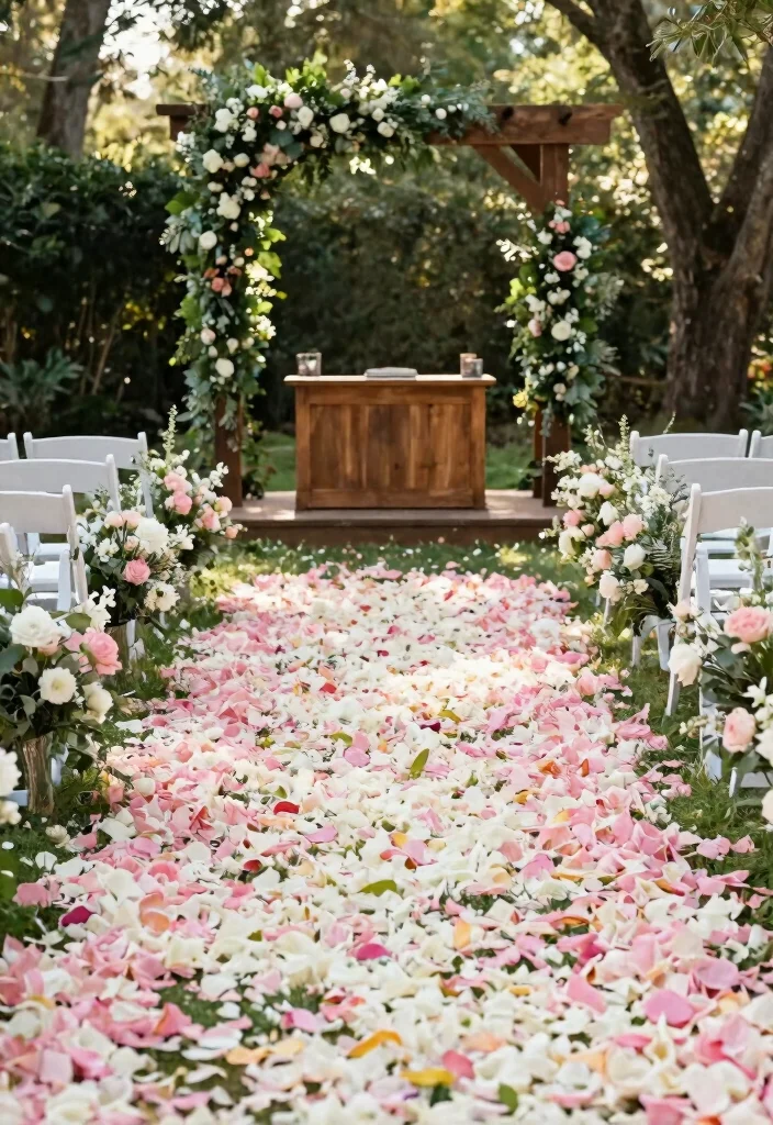 14 Flowers for Wedding Decoration Ideas That Transform Any Venue 39 14 Flowers for Wedding Decoration Ideas That Transform Any Venue - 9. Flower Petal Aisles 1