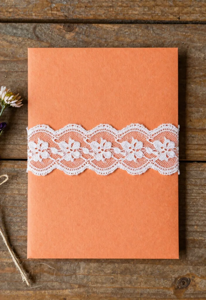 14 Orange Wedding Invitations Ideas With Vibrant Charm - 10. Rustic Lace Details 1
