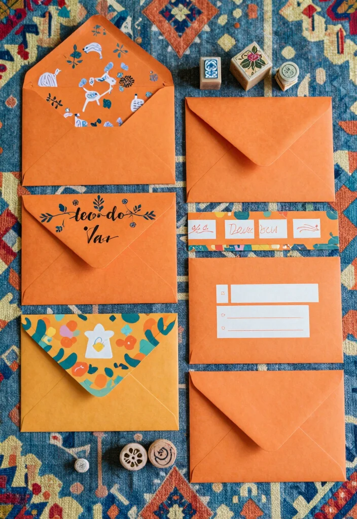 14 Orange Wedding Invitations Ideas With Vibrant Charm - 14. Creative Envelope Designs 1