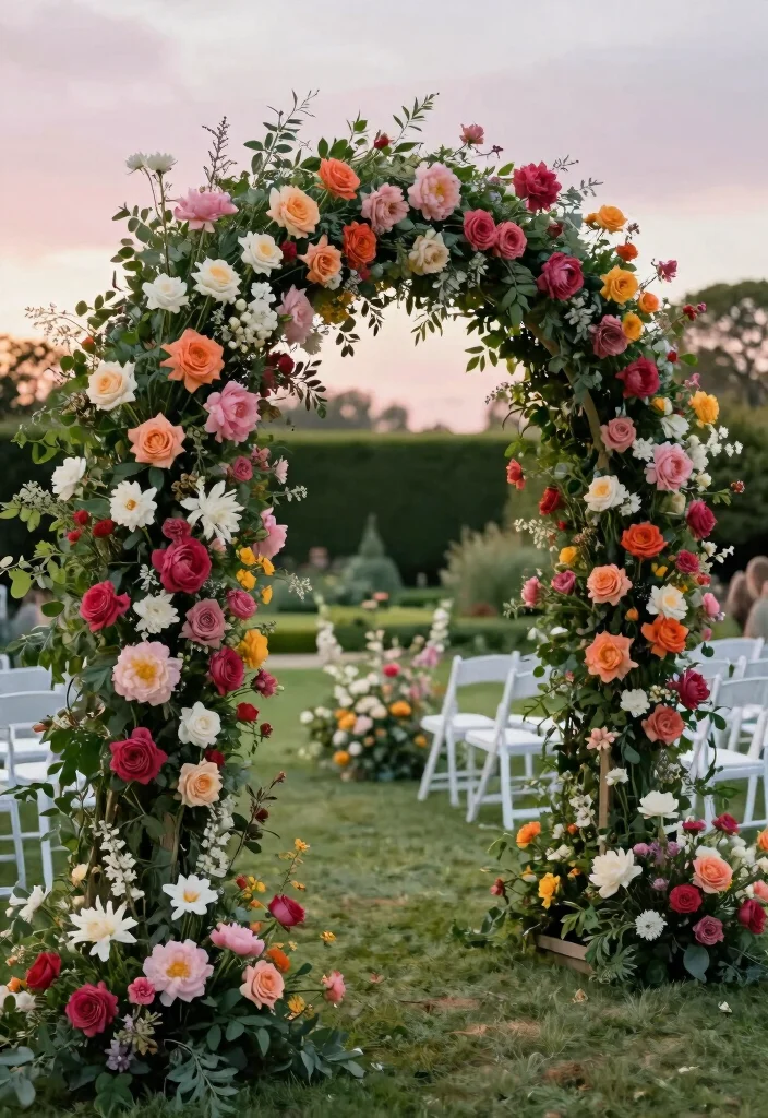 14 Summer Wedding Arch Ideas With Bright Seasonal Vibes 2 14 Summer Wedding Arch Ideas With Bright Seasonal Vibes - 2. Elegant Floral-Covered Arch 1