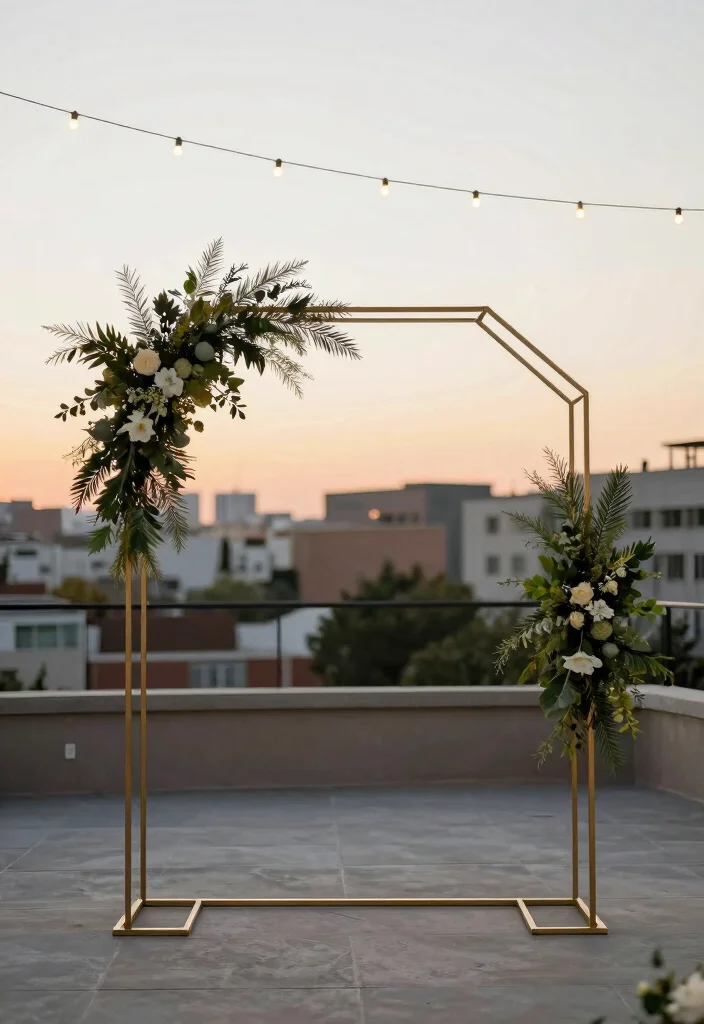 14 Summer Wedding Arch Ideas With Bright Seasonal Vibes 13 14 Summer Wedding Arch Ideas With Bright Seasonal Vibes - 3. Minimalist Geometric Metal Arch 1