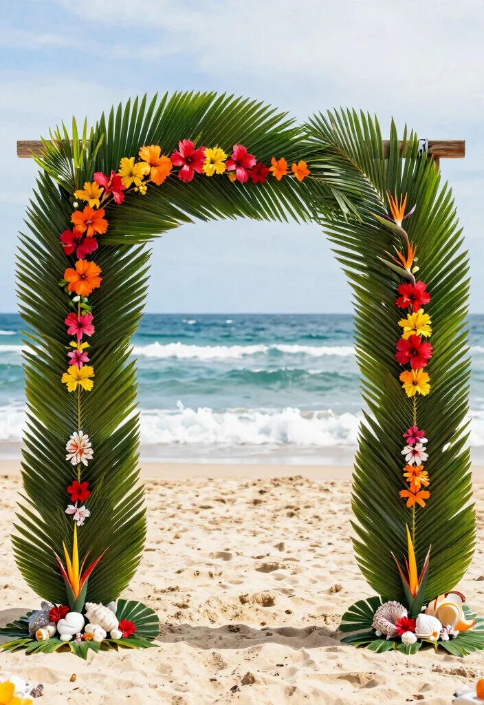 14 Summer Wedding Arch Ideas With Bright Seasonal Vibes 24 14 Summer Wedding Arch Ideas With Bright Seasonal Vibes - 4. Tropical Palm Leaf Arch 1