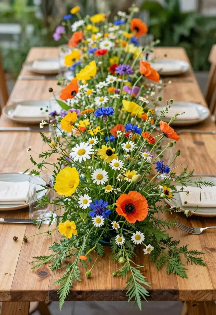 14 Top Table Wedding Flowers Ideas That Steal the Spotlight 1 14 Top Table Wedding Flowers Ideas That Steal the Spotlight - 1. Wildflower Wonderland 1