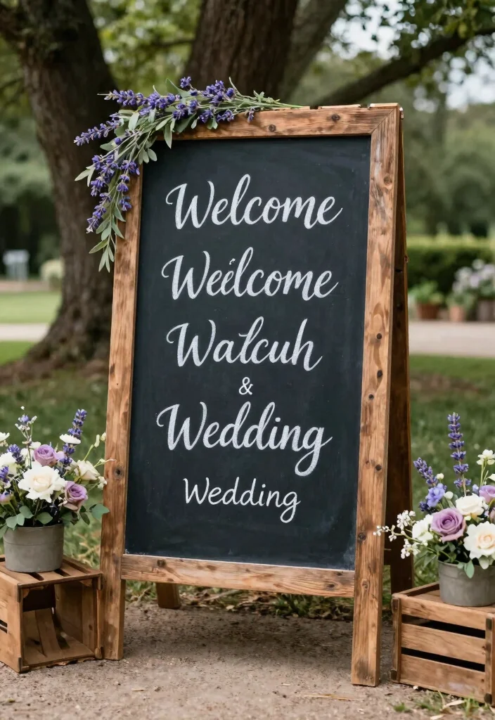 14 Wedding Chalkboard Signs Ideas With Rustic Charm 1 14 Wedding Chalkboard Signs Ideas With Rustic Charm - 1. Welcome Sign with Natural Elements 1
