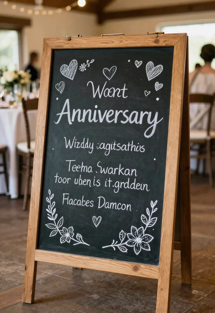 14 Wedding Chalkboard Signs Ideas With Rustic Charm 41 14 Wedding Chalkboard Signs Ideas With Rustic Charm - 11. Anniversary Sign for Future Memories 1