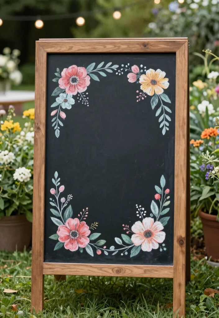 14 Wedding Chalkboard Signs Ideas With Rustic Charm 42 14 Wedding Chalkboard Signs Ideas With Rustic Charm - 12. Floral Design Chalkboard Signs 1