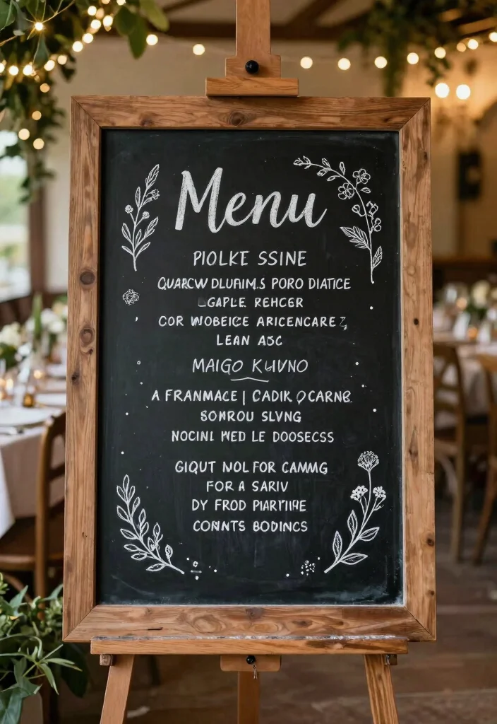 14 Wedding Chalkboard Signs Ideas With Rustic Charm 14 14 Wedding Chalkboard Signs Ideas With Rustic Charm - 4. Menu Board for Culinary Delights 1
