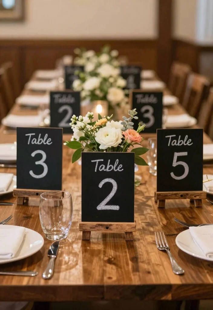 14 Wedding Chalkboard Signs Ideas With Rustic Charm 29 14 Wedding Chalkboard Signs Ideas With Rustic Charm - 9. Table Numbers with Personal Touches 1