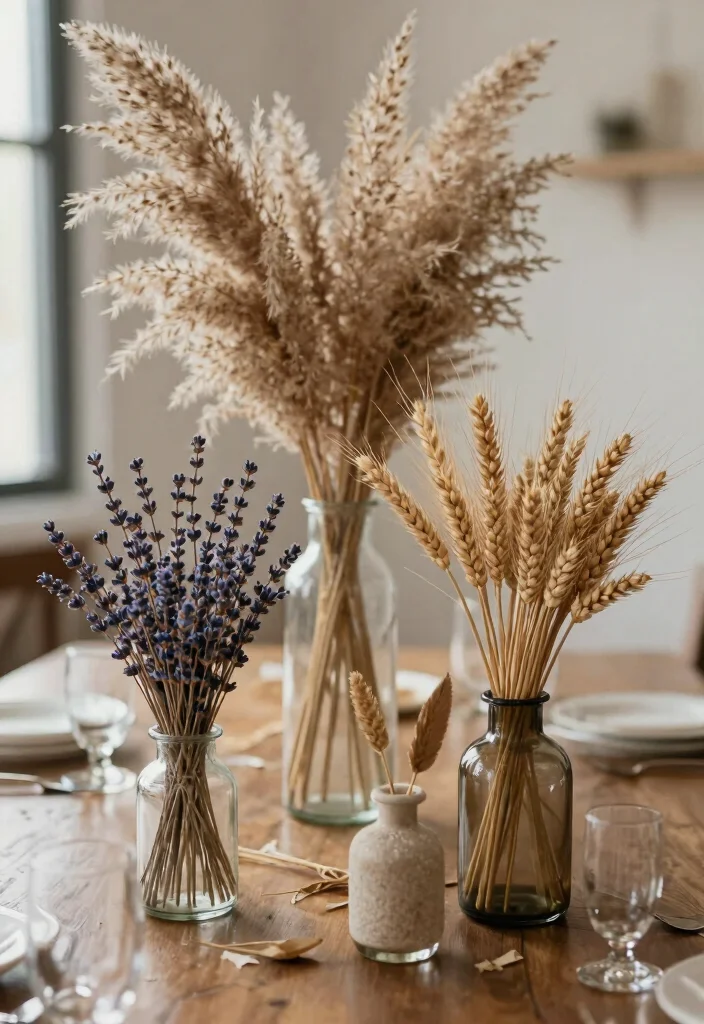 14 Wedding Decor Table Ideas That Feel Elegant & Chic 60 14 Wedding Decor Table Ideas That Feel Elegant & Chic - 10. Dried Floral Arrangements 1