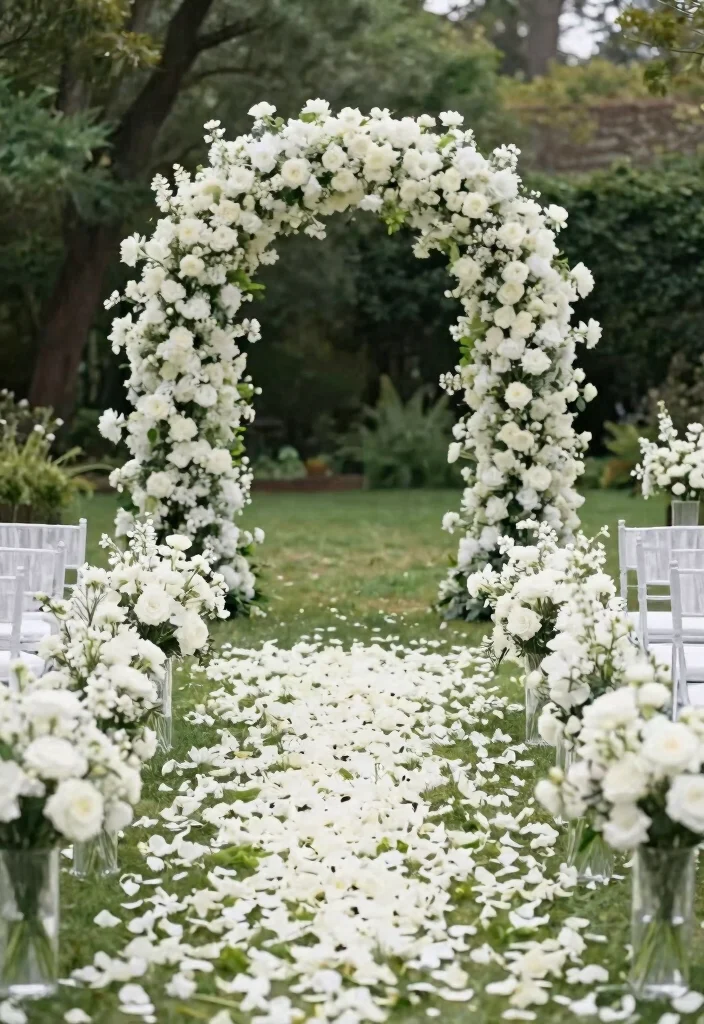15 All White Flowers Wedding Ideas With Pure Elegance 36 15 All White Flowers Wedding Ideas With Pure Elegance - 6. White Flower Aisle Decorations 1