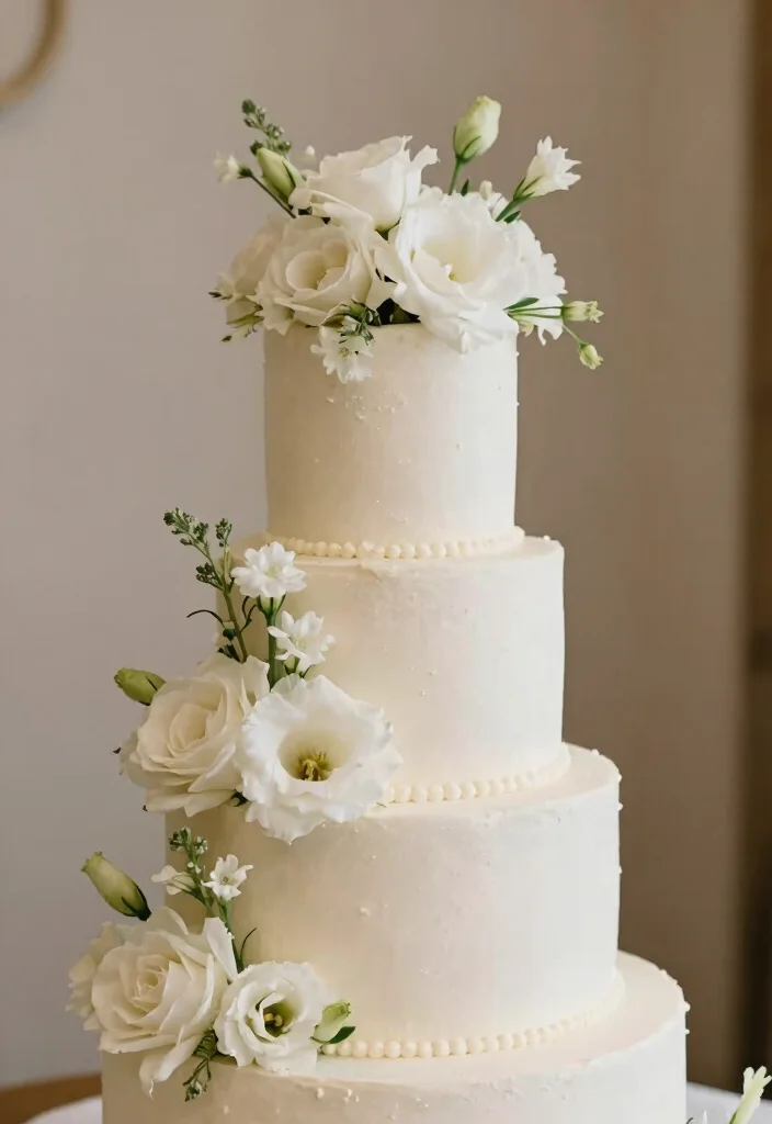 15 All White Flowers Wedding Ideas With Pure Elegance 39 15 All White Flowers Wedding Ideas With Pure Elegance - 9. White Floral Cake Toppers 1