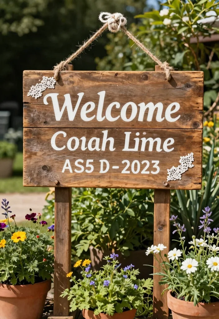 15 Arch Wedding Sign Ideas That Welcome Guests Beautifully - 1. Rustic Wooden Welcome Sign 1