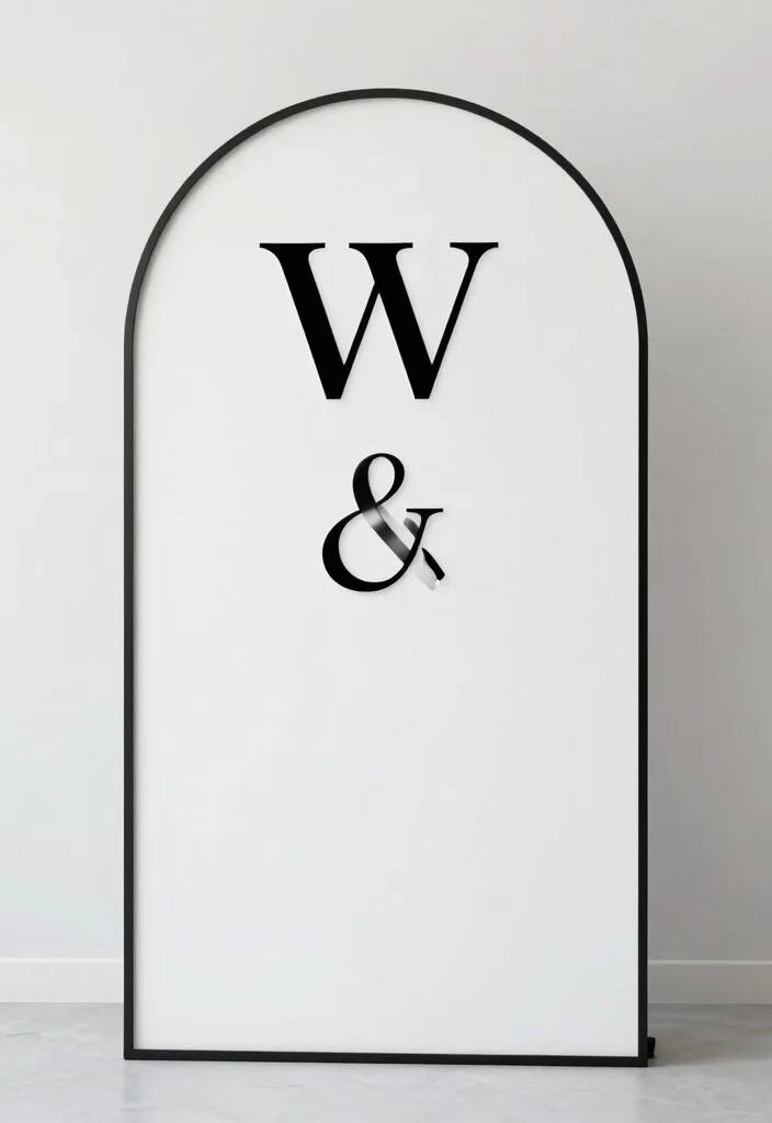 15 Arch Wedding Sign Ideas That Welcome Guests Beautifully - 11. Minimalist Modern Sign 1