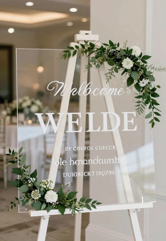 15 Arch Wedding Sign Ideas That Welcome Guests Beautifully - 4. Acrylic Welcome Sign 1