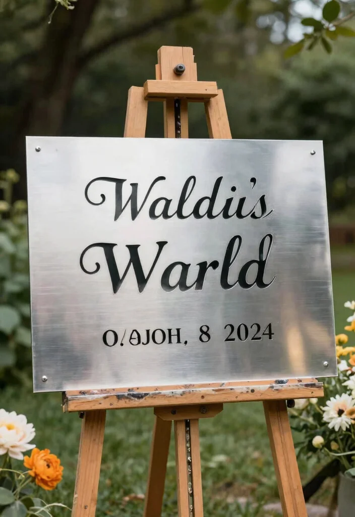 15 Arch Wedding Sign Ideas That Welcome Guests Beautifully - 7. Personalized Metal Sign 1