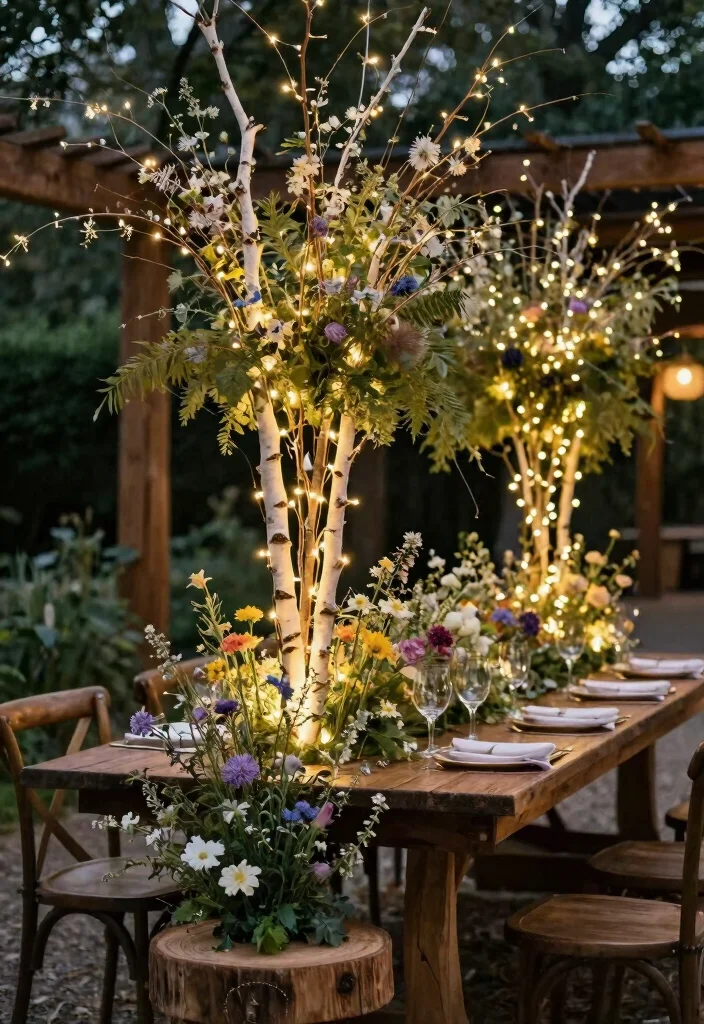 15 Branch Centerpieces Wedding Ideas With Organic Style - 1. Elegant Birch Branches 1