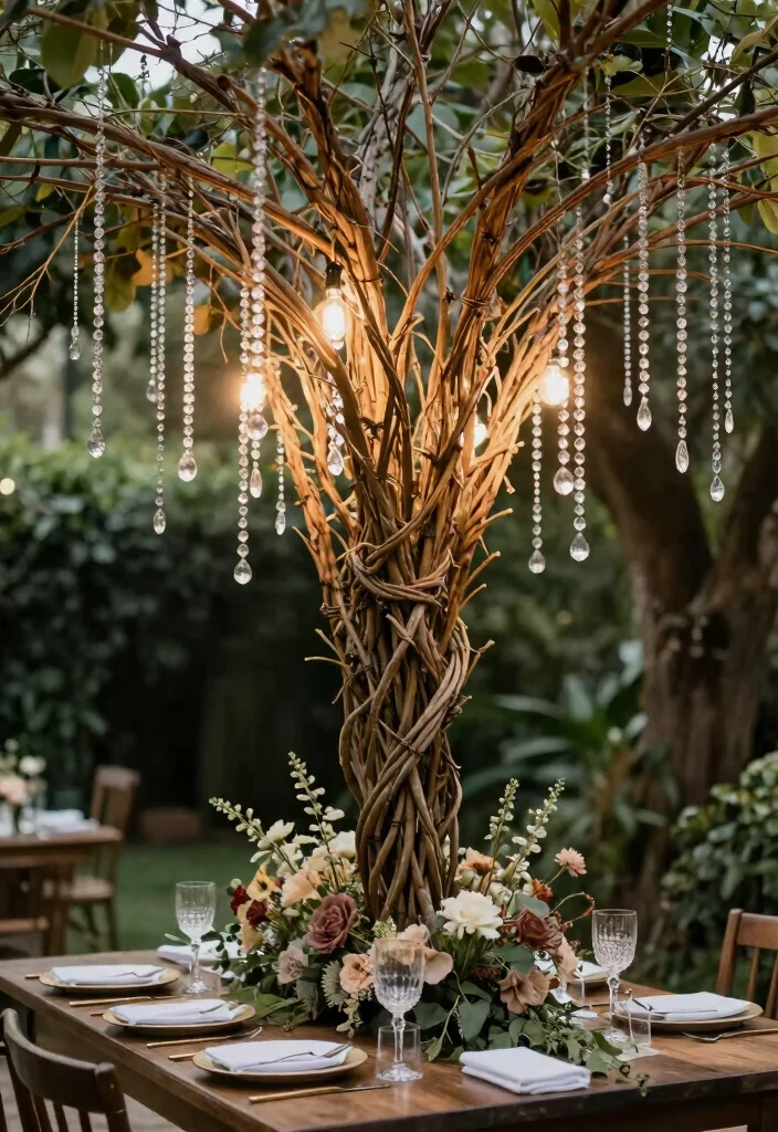 15 Branch Centerpieces Wedding Ideas With Organic Style - 2. Twisted Willow Wonders 1