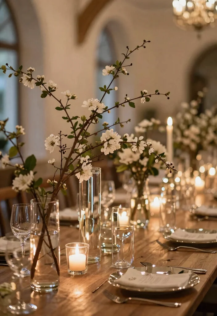 15 Branch Centerpieces Wedding Ideas With Organic Style - 7. Branches with Glass Accents 1