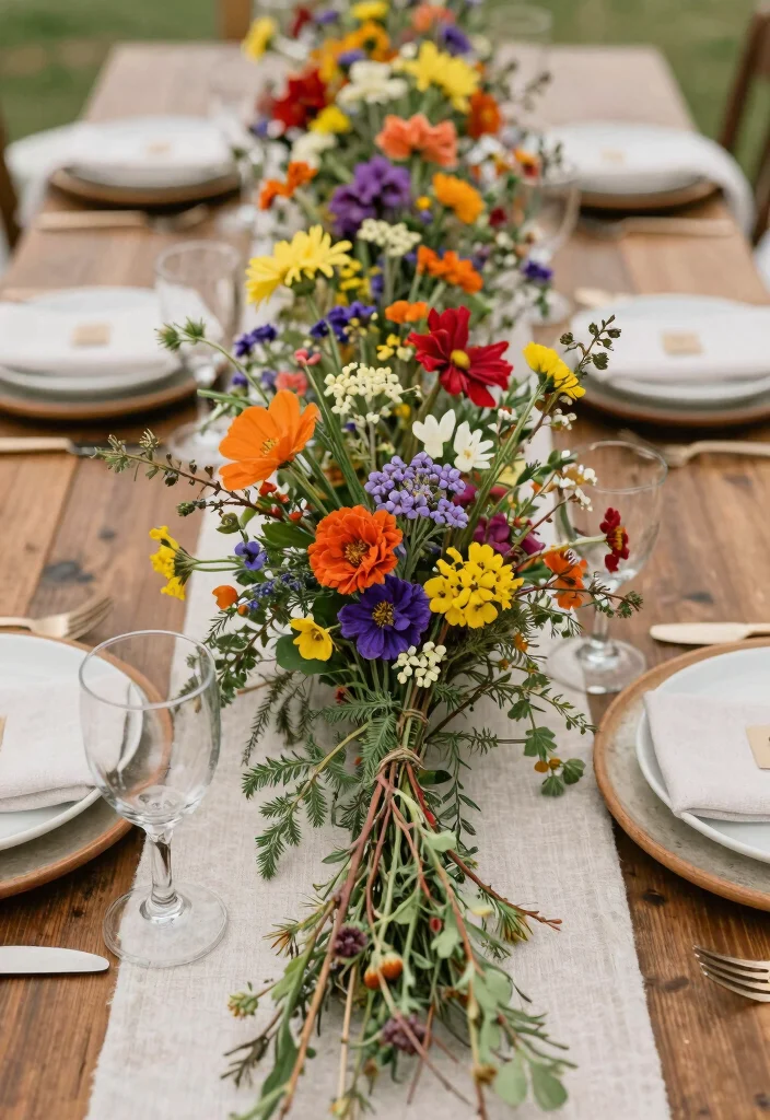 15 Branch Centerpieces Wedding Ideas With Organic Style - 8. Colorful Wildflower Branches 1