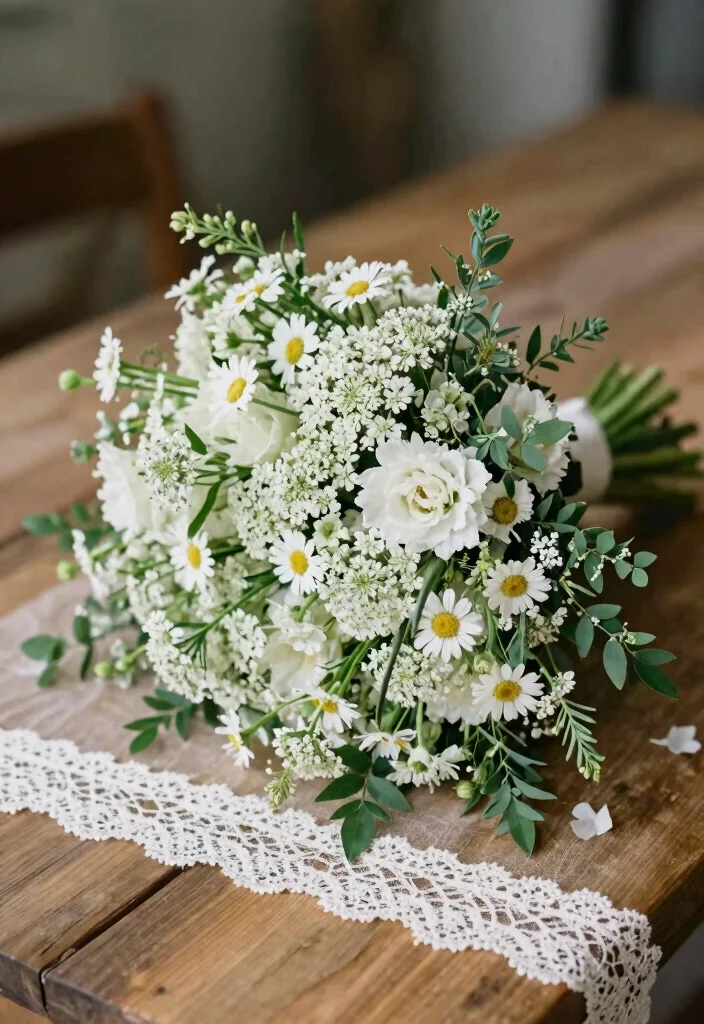 15 Bride Bouquet White Elegant Wedding Flowers Ideas With Timeless Style - 10. Organic Wildflower Mix 1