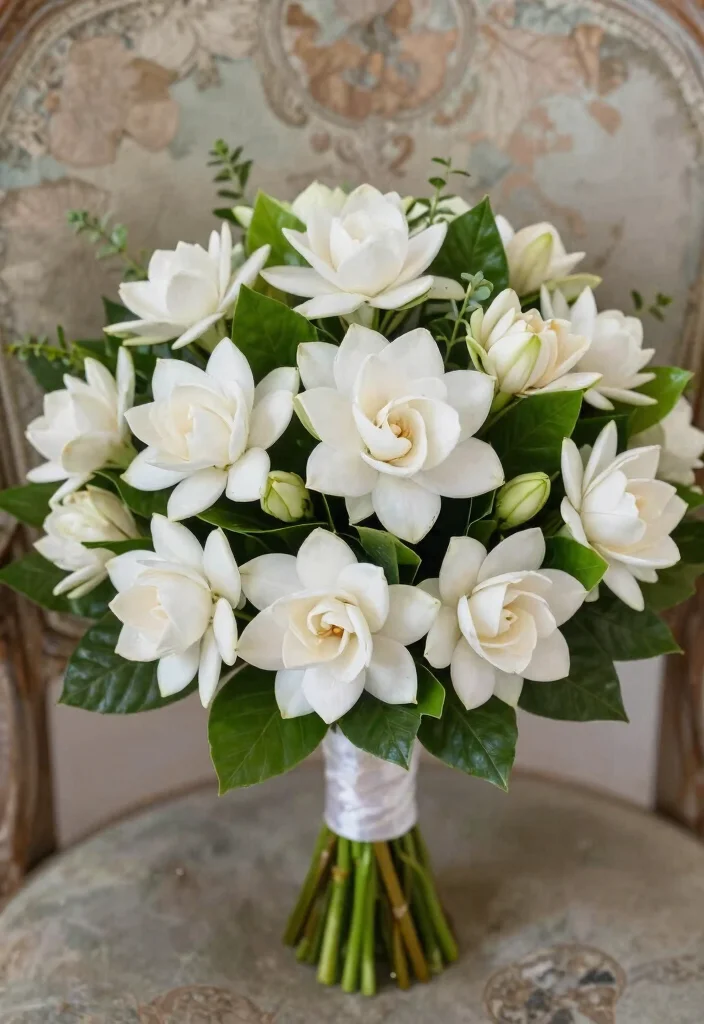 15 Bride Bouquet White Elegant Wedding Flowers Ideas With Timeless Style - 13. Vintage Gardenias 1