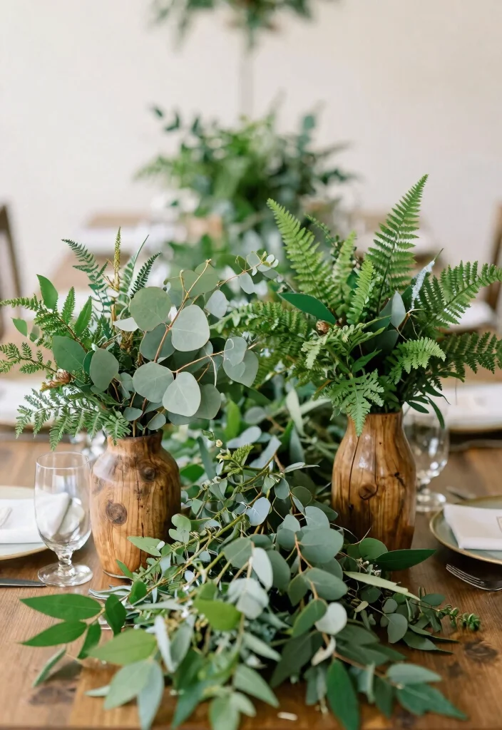 15 Classic Wedding Centerpieces Ideas With Timeless Elegance - 10. Lush Greenery Centerpieces 1
