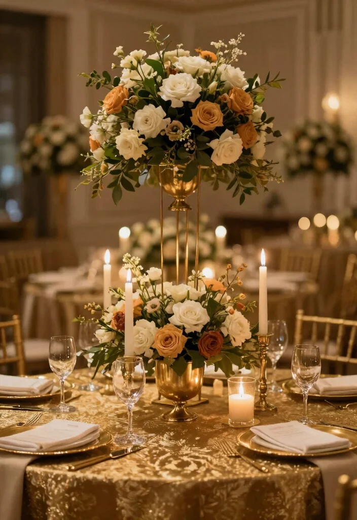 15 Classic Wedding Centerpieces Ideas With Timeless Elegance - 15. Elegant Gold Accents 1