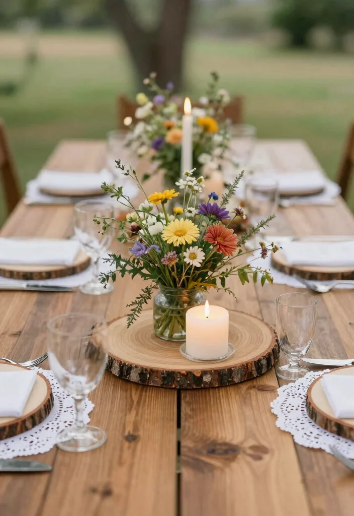 15 Classic Wedding Centerpieces Ideas With Timeless Elegance - 6. Rustic Wood Slice Centerpieces 1