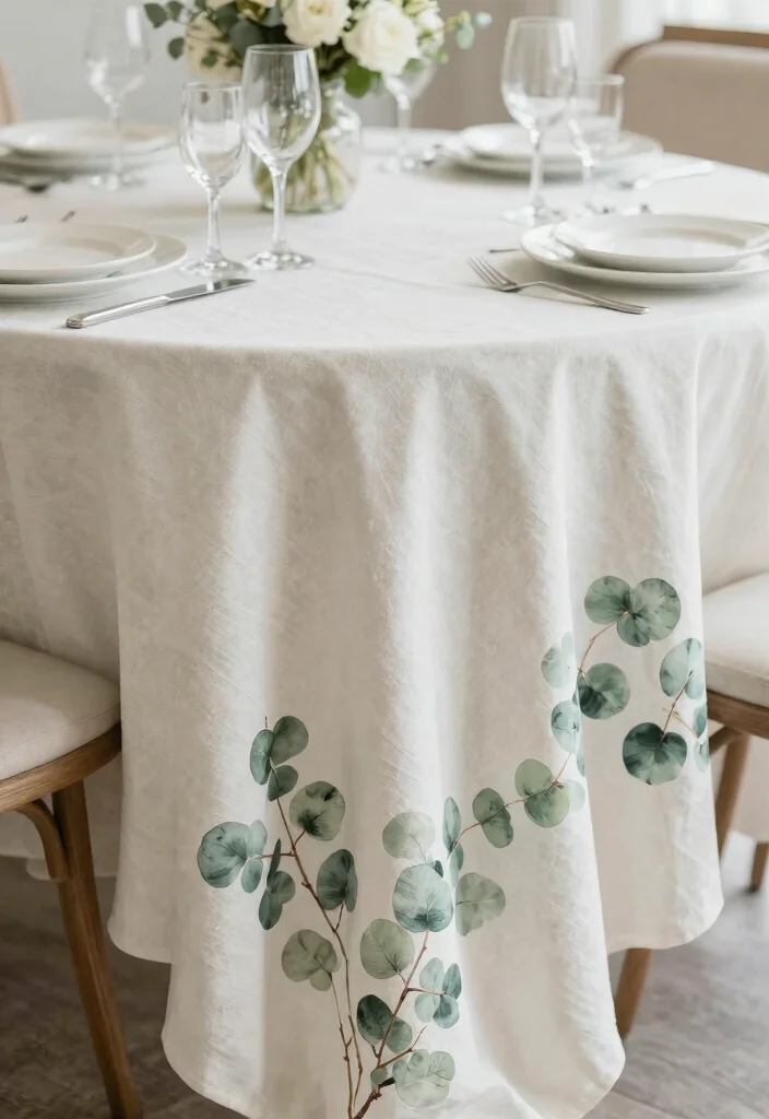 15 Eucalyptus Wedding Table Decor 2026 Trending Ideas With Natural Elegance 53 15 Eucalyptus Wedding Table Decor 2026 Trending Ideas With Natural Elegance - 13. Eucalyptus Tablecloth Accents 1