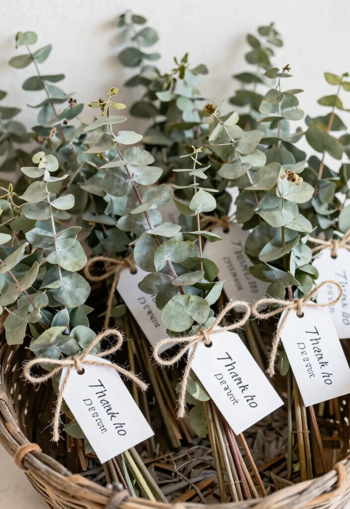 15 Eucalyptus Wedding Table Decor 2026 Trending Ideas With Natural Elegance 65 15 Eucalyptus Wedding Table Decor 2026 Trending Ideas With Natural Elegance - 15. Eucalyptus as Favors 1