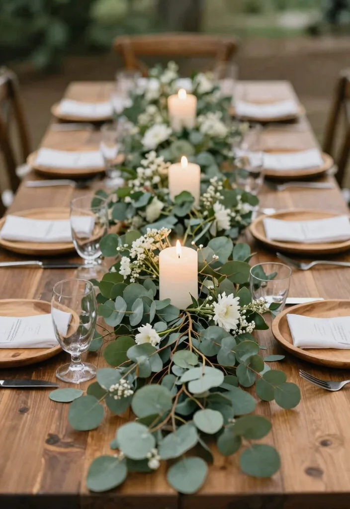 15 Eucalyptus Wedding Table Decor 2026 Trending Ideas With Natural Elegance 23 15 Eucalyptus Wedding Table Decor 2026 Trending Ideas With Natural Elegance - 3. Eucalyptus Wreath Table Runners 1