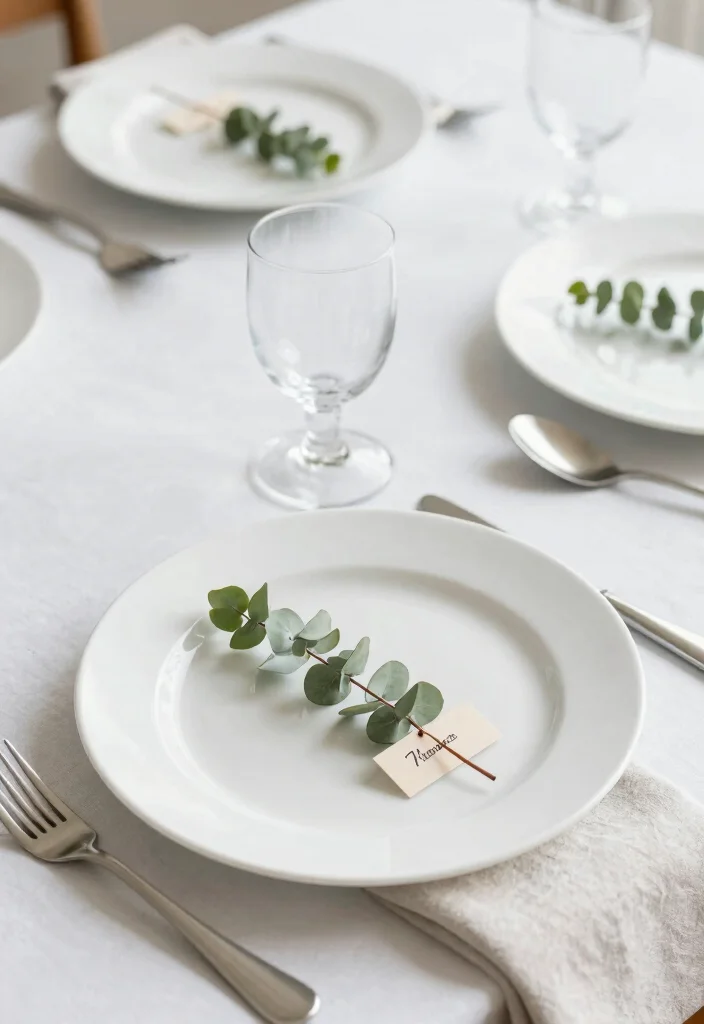 15 Eucalyptus Wedding Table Decor 2026 Trending Ideas With Natural Elegance 24 15 Eucalyptus Wedding Table Decor 2026 Trending Ideas With Natural Elegance - 4. Minimalist Eucalyptus Place Settings 1