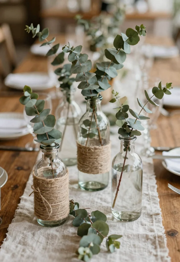 15 Eucalyptus Wedding Table Decor 2026 Trending Ideas With Natural Elegance 37 15 Eucalyptus Wedding Table Decor 2026 Trending Ideas With Natural Elegance - 7. Eucalyptus Bottles as Decor 1