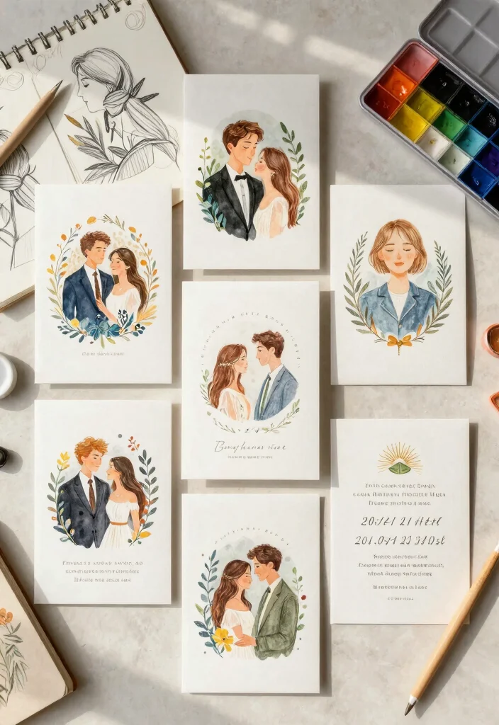 15 Green Wedding Invitations 2026 Trending Ideas With Fresh Modern Style - 10. Custom Illustrations 1