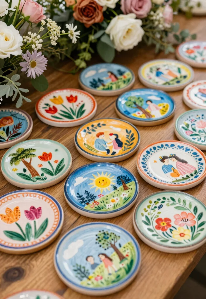 15 Pottery Wedding Favors Ideas With Rustic Elegance 34 15 Pottery Wedding Favors Ideas With Rustic Elegance - 4. Hand-Painted Coasters 1