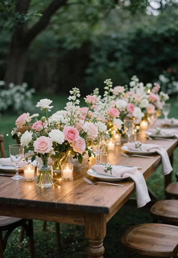 15 Romantic Wedding Table Settings Ideas With Soft Glow - 1. Ethereal Floral Elegance 1