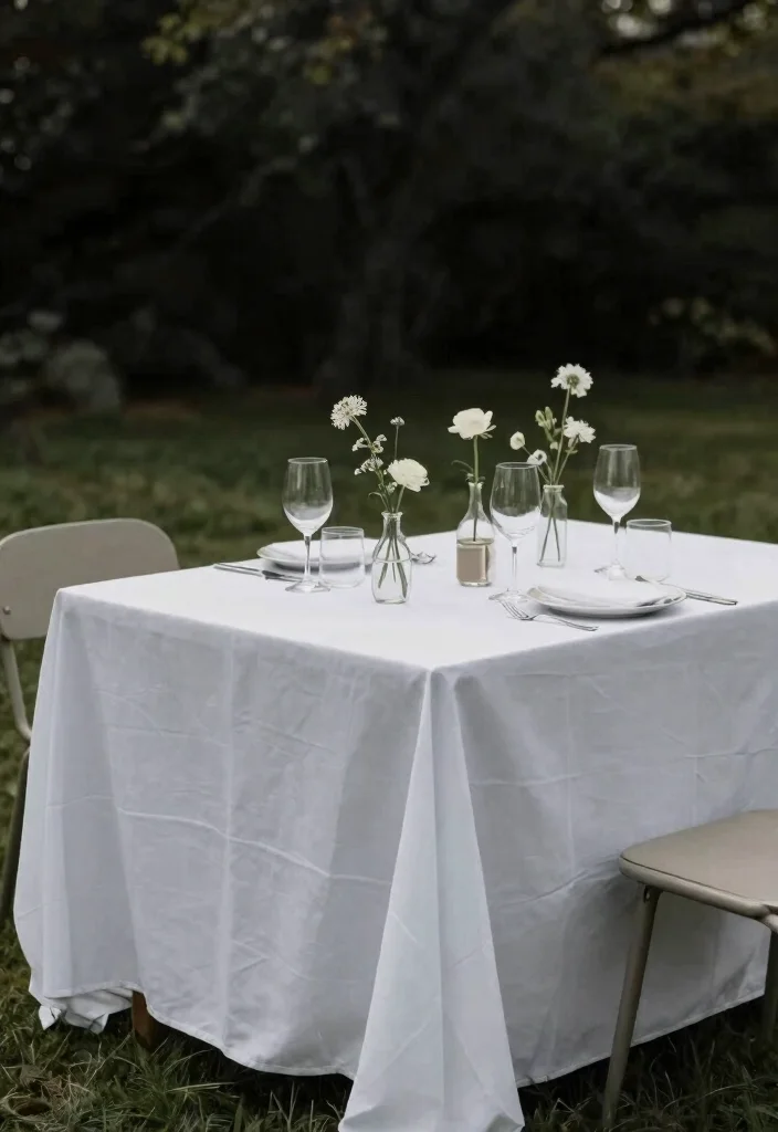 15 Romantic Wedding Table Settings Ideas With Soft Glow - 11. Minimalist Chic 1
