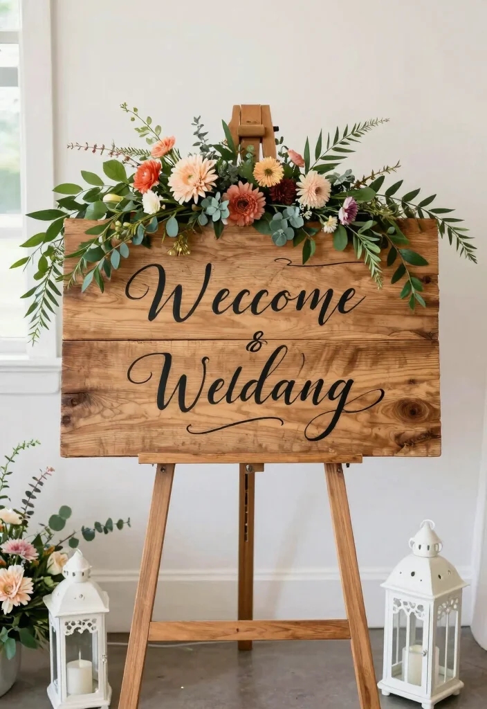 15 Signs for Wedding Reception Ideas That Look Stylish - 1. Welcome Sign with a Twist 1