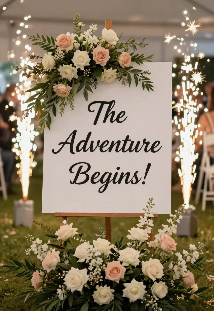 15 Signs for Wedding Reception Ideas That Look Stylish - 12. Personalized Exit Signs for a Memorable Send-off 1