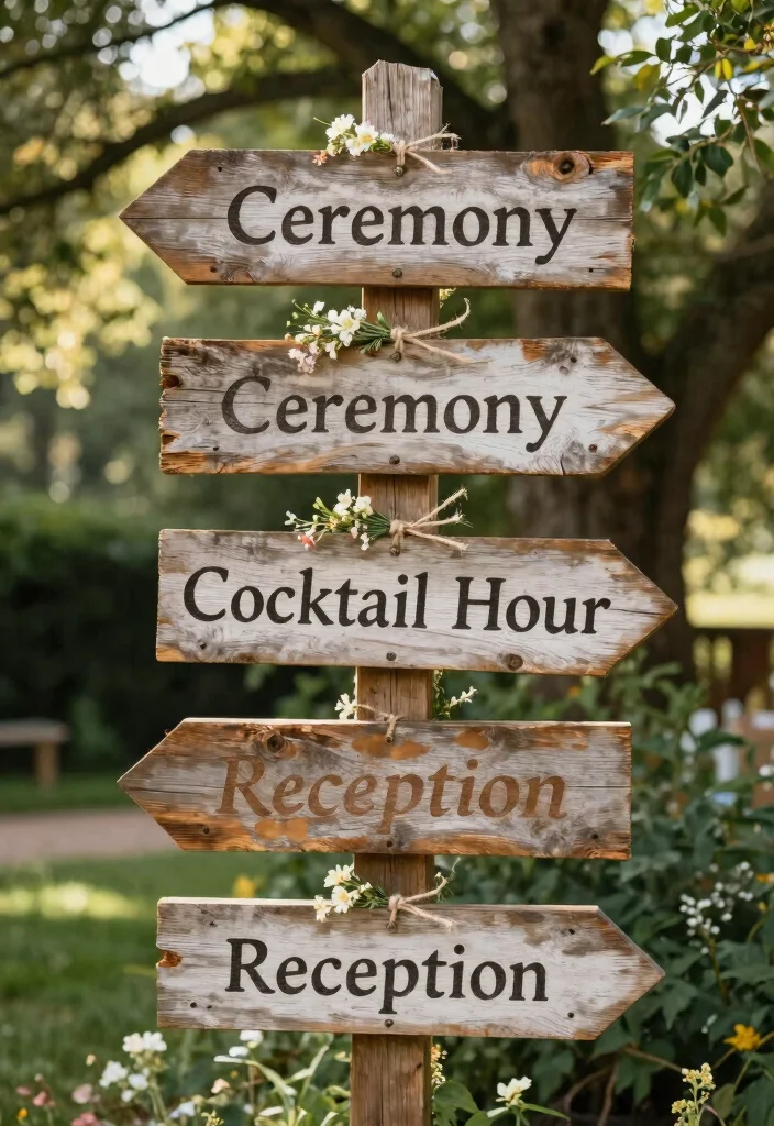 15 Signs for Wedding Reception Ideas That Look Stylish - 2. Directional Signs for Easy Navigation 1