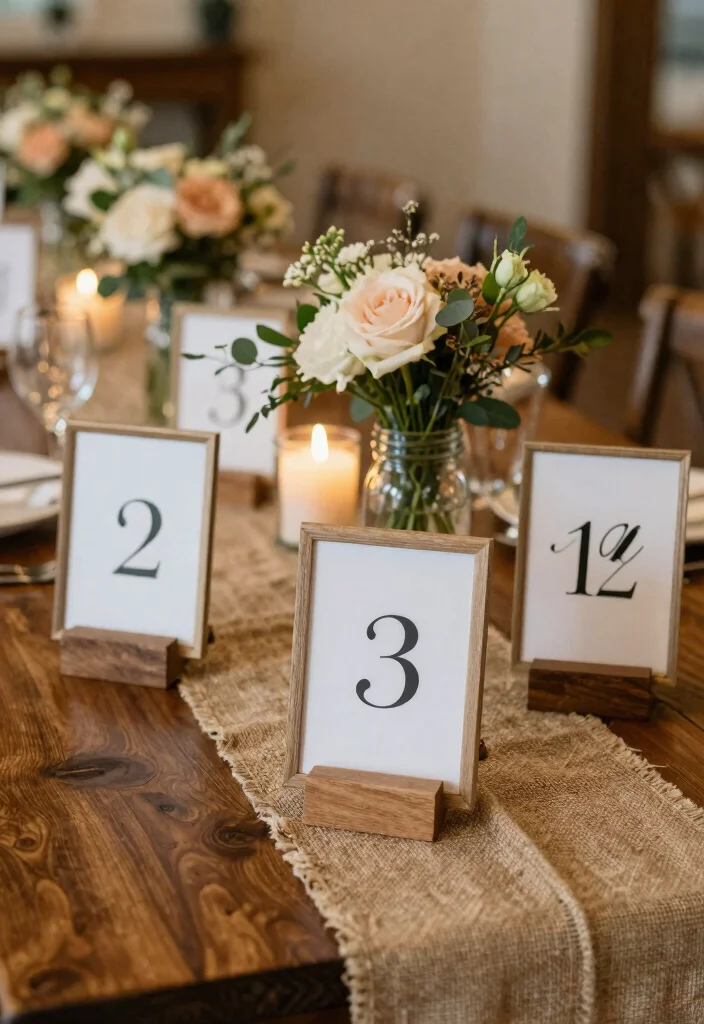 15 Signs for Wedding Reception Ideas That Look Stylish - 3. Table Number Signs with Flair 1