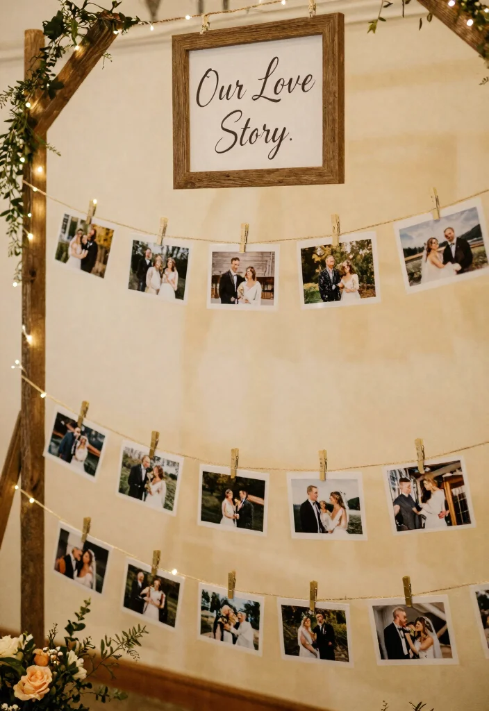 15 Signs for Wedding Reception Ideas That Look Stylish - 8. Photo Display Signs for Personalized Memories 1