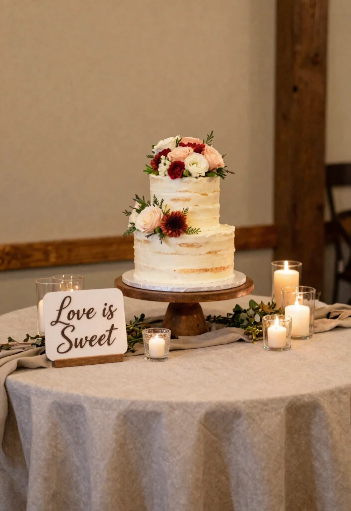15 Signs for Wedding Reception Ideas That Look Stylish - 9. Cake Table Signage for Sweet Moments 1