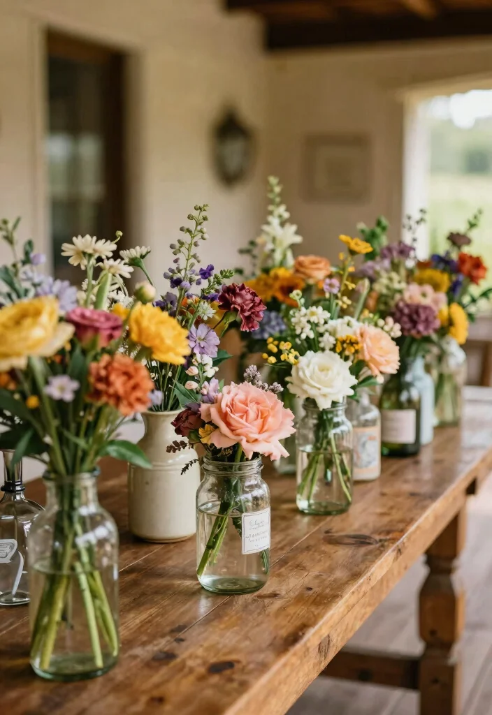 15 Wedding Entrance Flowers Ideas That Wow Guests Instantly 30 15 Wedding Entrance Flowers Ideas That Wow Guests Instantly - 10. Vintage Jars and Bottles 1