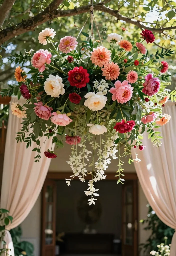 15 Wedding Entrance Flowers Ideas That Wow Guests Instantly 2 15 Wedding Entrance Flowers Ideas That Wow Guests Instantly - 2. Hanging Floral Installations 1